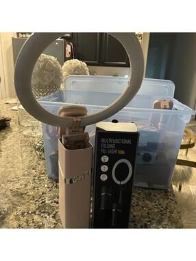 Pink Multifunctional Folding Portable Ring Light Cordless